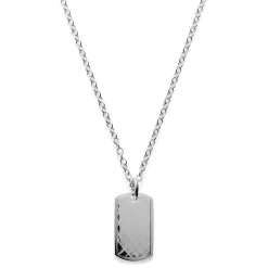 Silver-Tone Stainless Steel Scratch Dog Tag Cable Chain Necklace