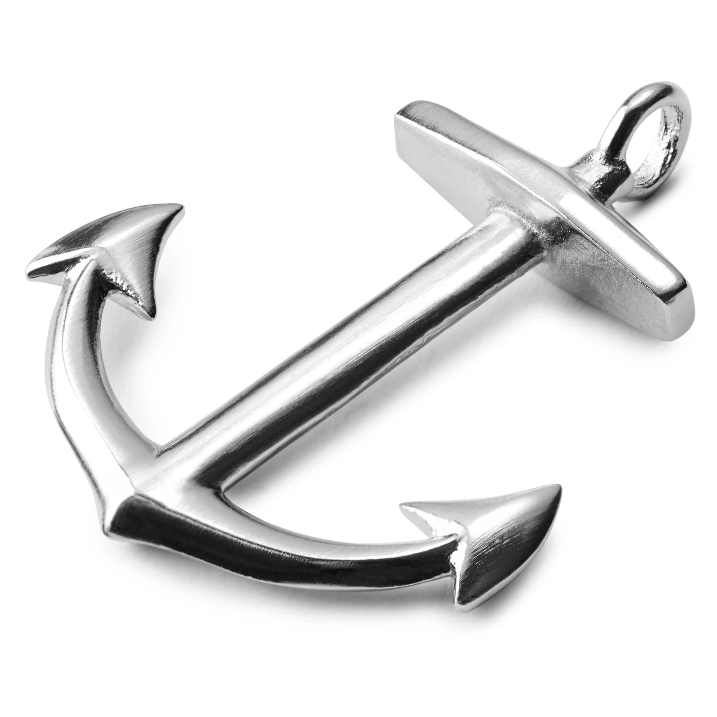 Silver-Tone Stainless Steel Anchor Pendant - Image 2