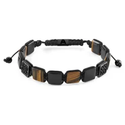 Elysian | Black Onyx And Tiger’s Eye Flat Bead Bracelet