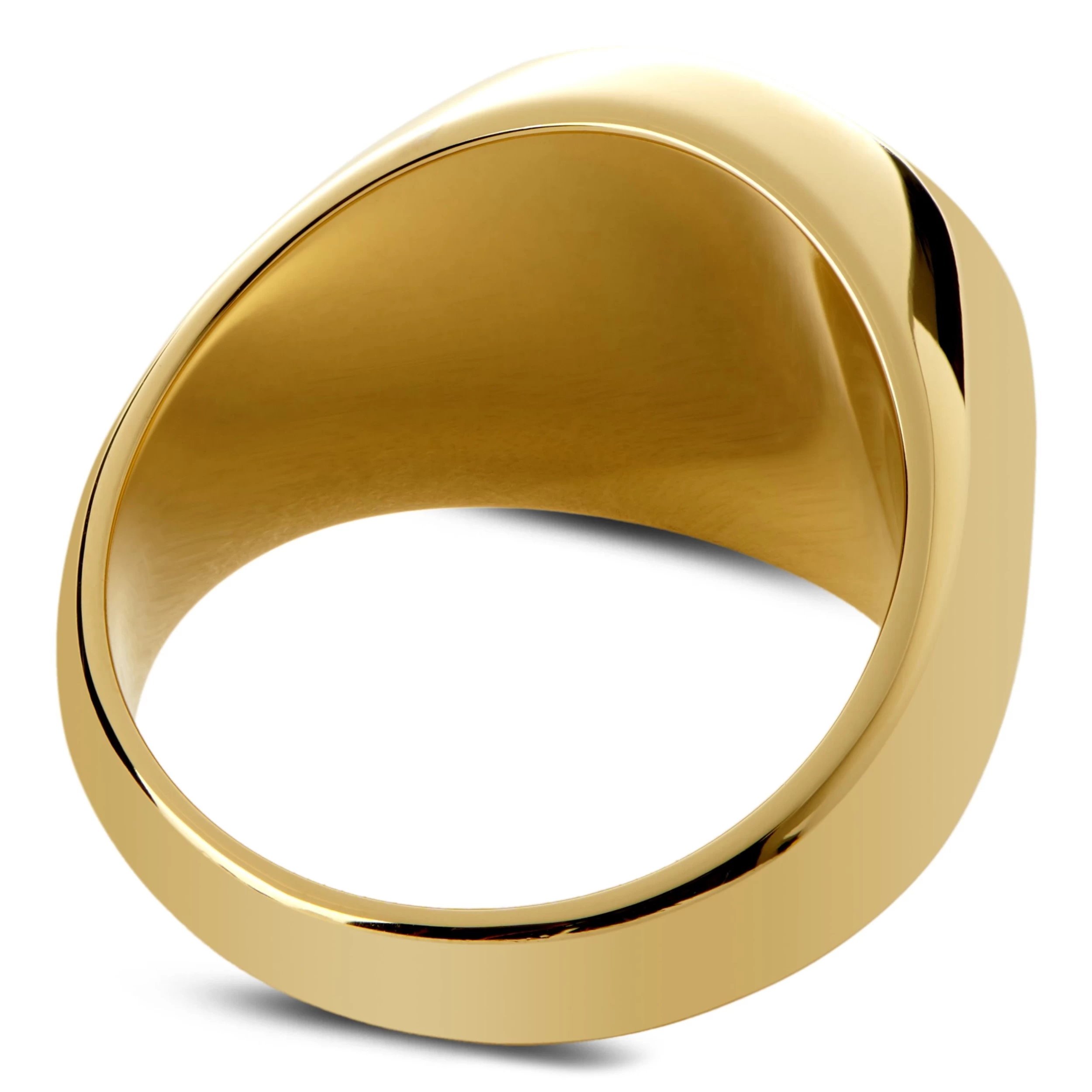 Makt | Gold-Tone Viking Ship Signet Ring - Image 3