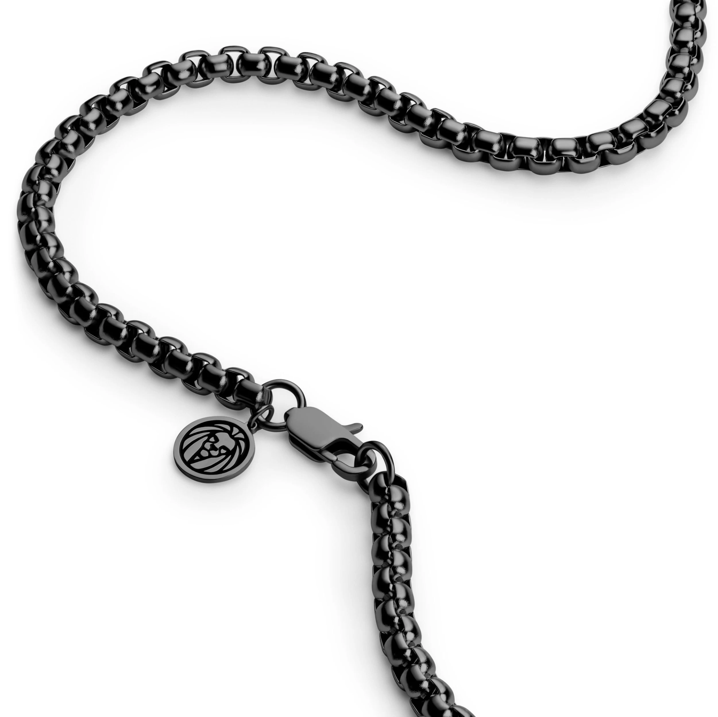 Essentials | 1/5" (5 Mm) Gunmetal Black Curved Box Chain Necklace - Image 3