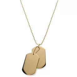 Gold-Tone With Double Dog Tag Ball Chain Necklace