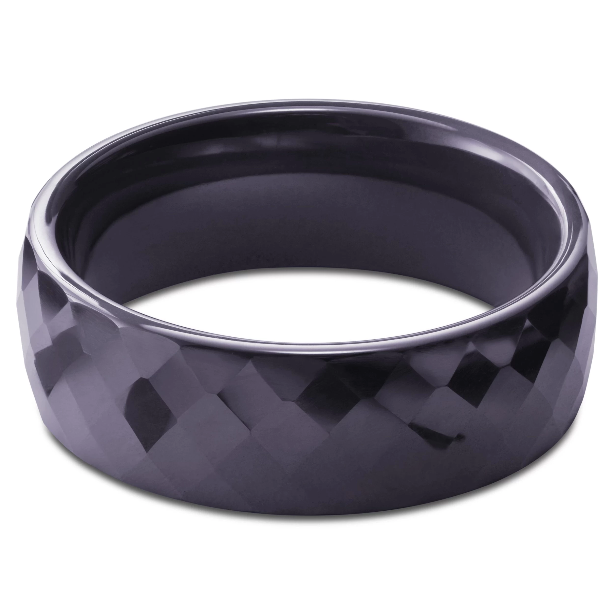 8 Mm Charcoal Faceted Ceramic Ring - Image 5