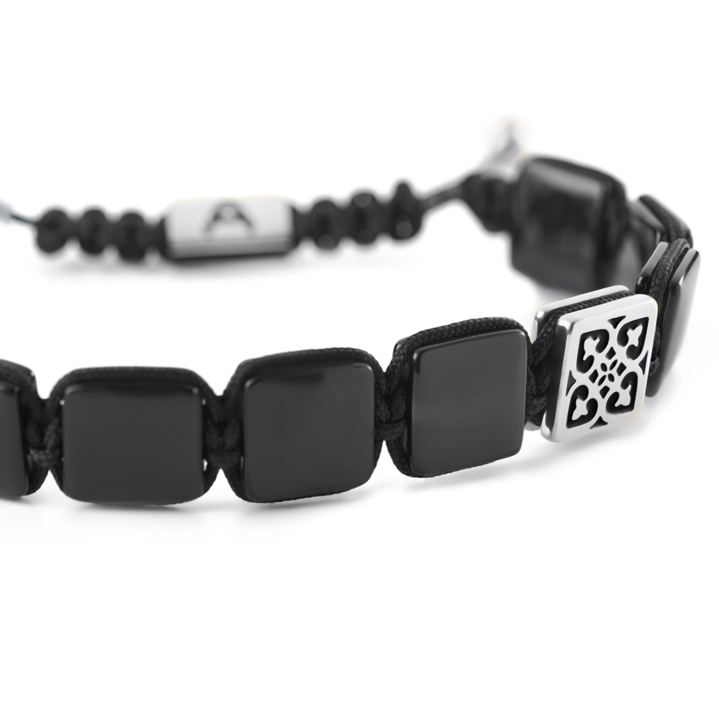 Elysian | Silver-Tone Onyx Flat Bead Bracelet - Image 2