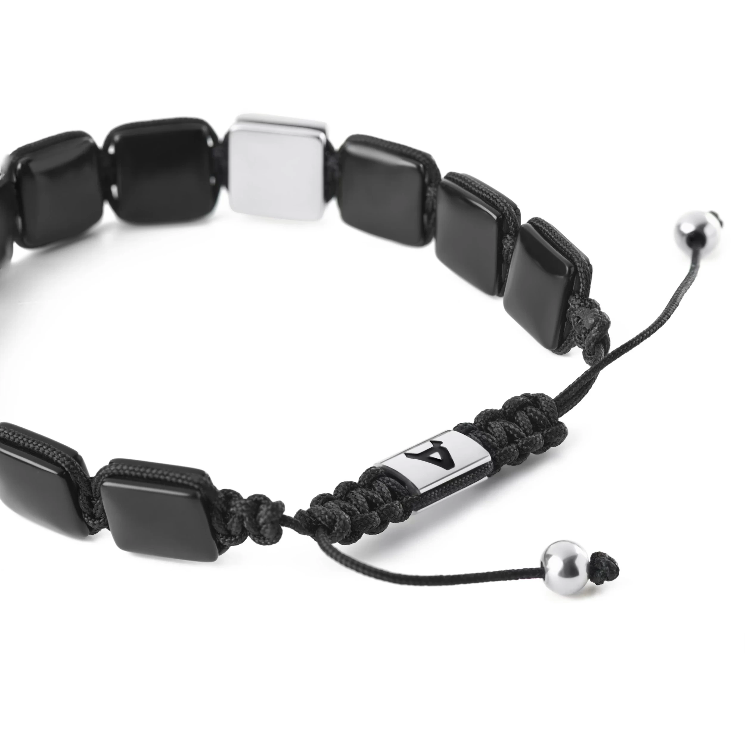 Elysian | Silver-Tone Onyx Flat Bead Bracelet - Image 4