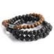 Black Lava Rock & Natural Wooden Bracelet Set - Image 3