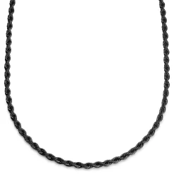Essentials | 1/4" (6 Mm) Gunmetal Black Rope Chain Necklace