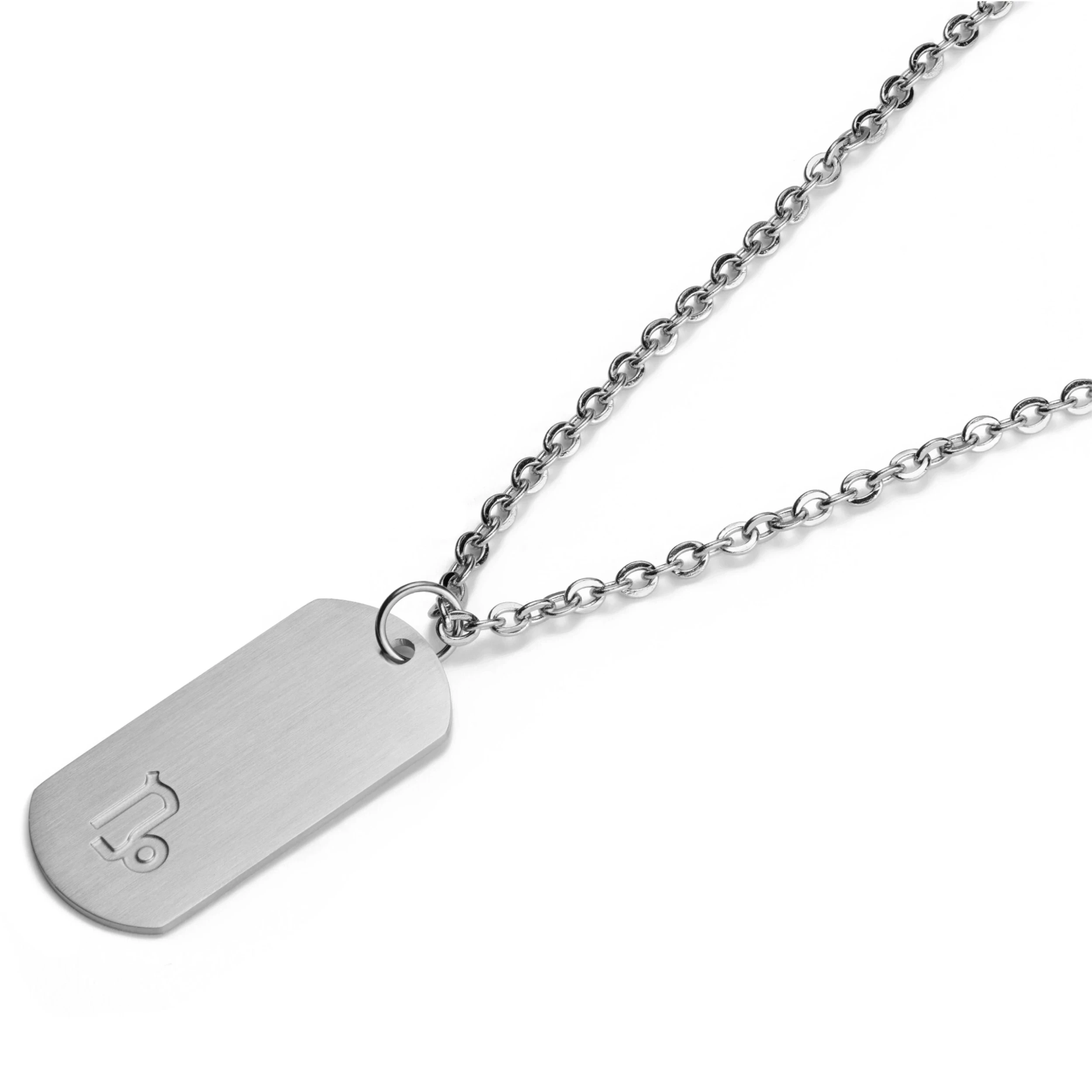 Zodiac | Silver-Tone Stainless Steel Capricorn Star Sign Dog Tag Cable Chain Necklace - Image 5