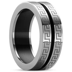 1/3" (8 Mm) Black Groove Stainless Steel Ring