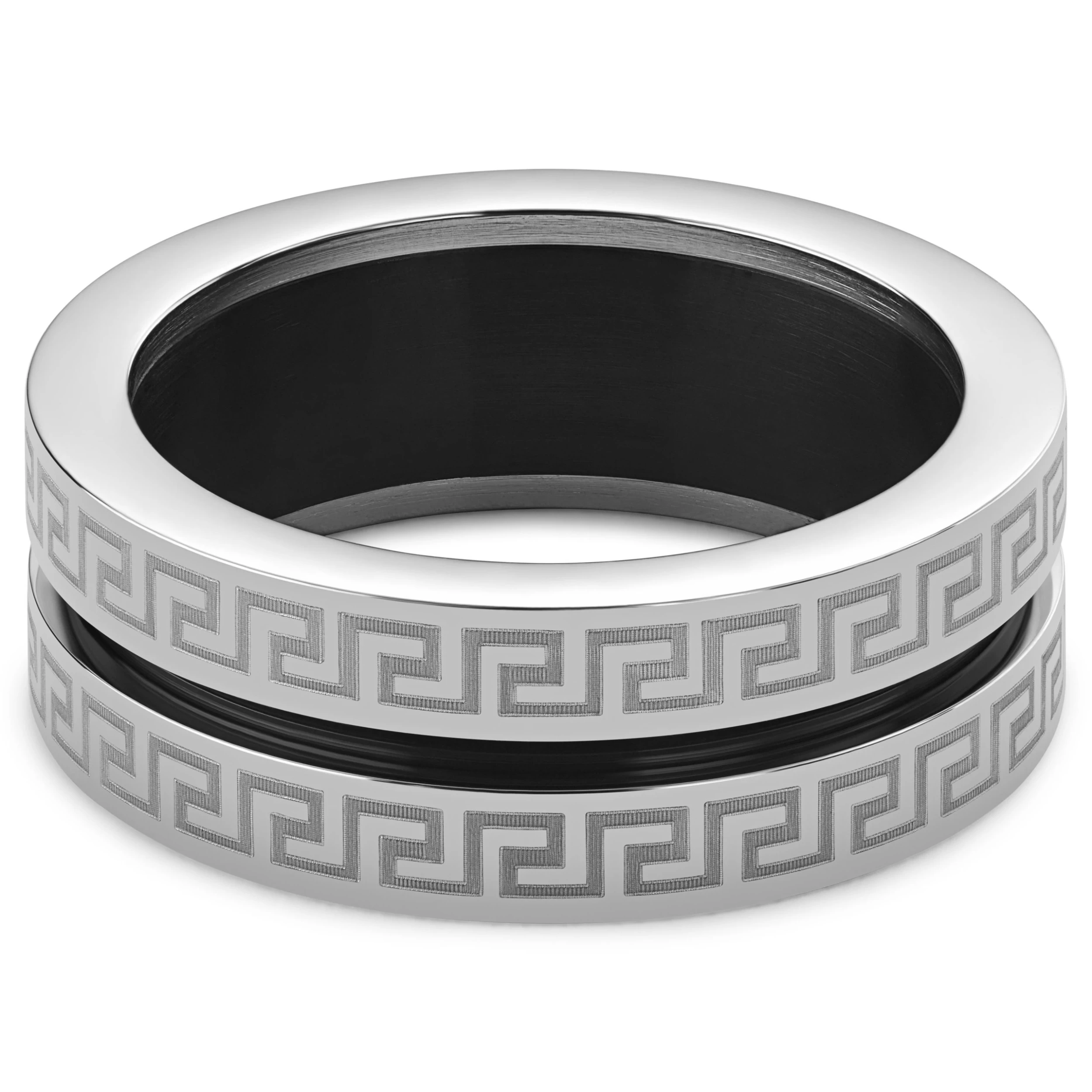 1/3" (8 Mm) Black Groove Stainless Steel Ring - Image 2