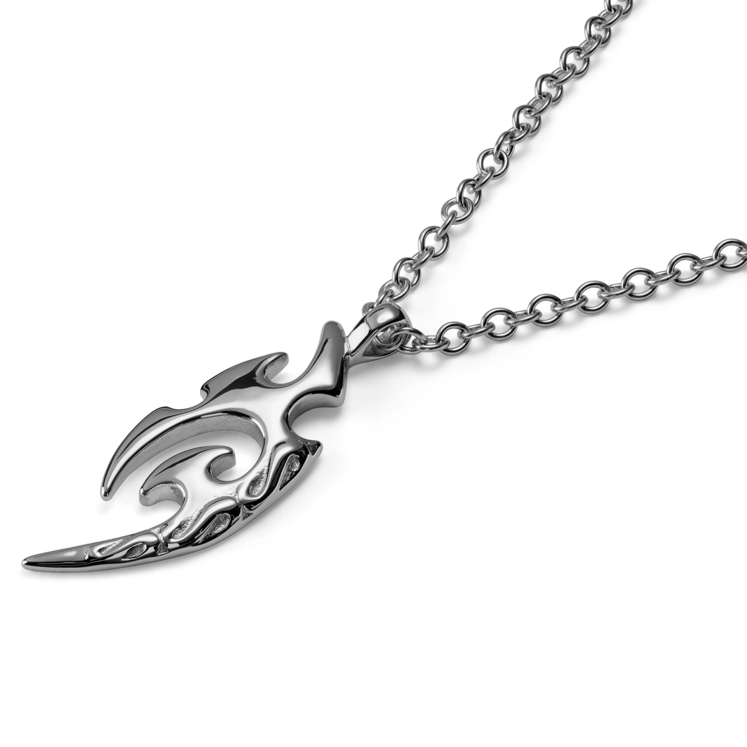 Silver-Tone Stainless Steel Tribal Cable Chain Necklace - Image 3