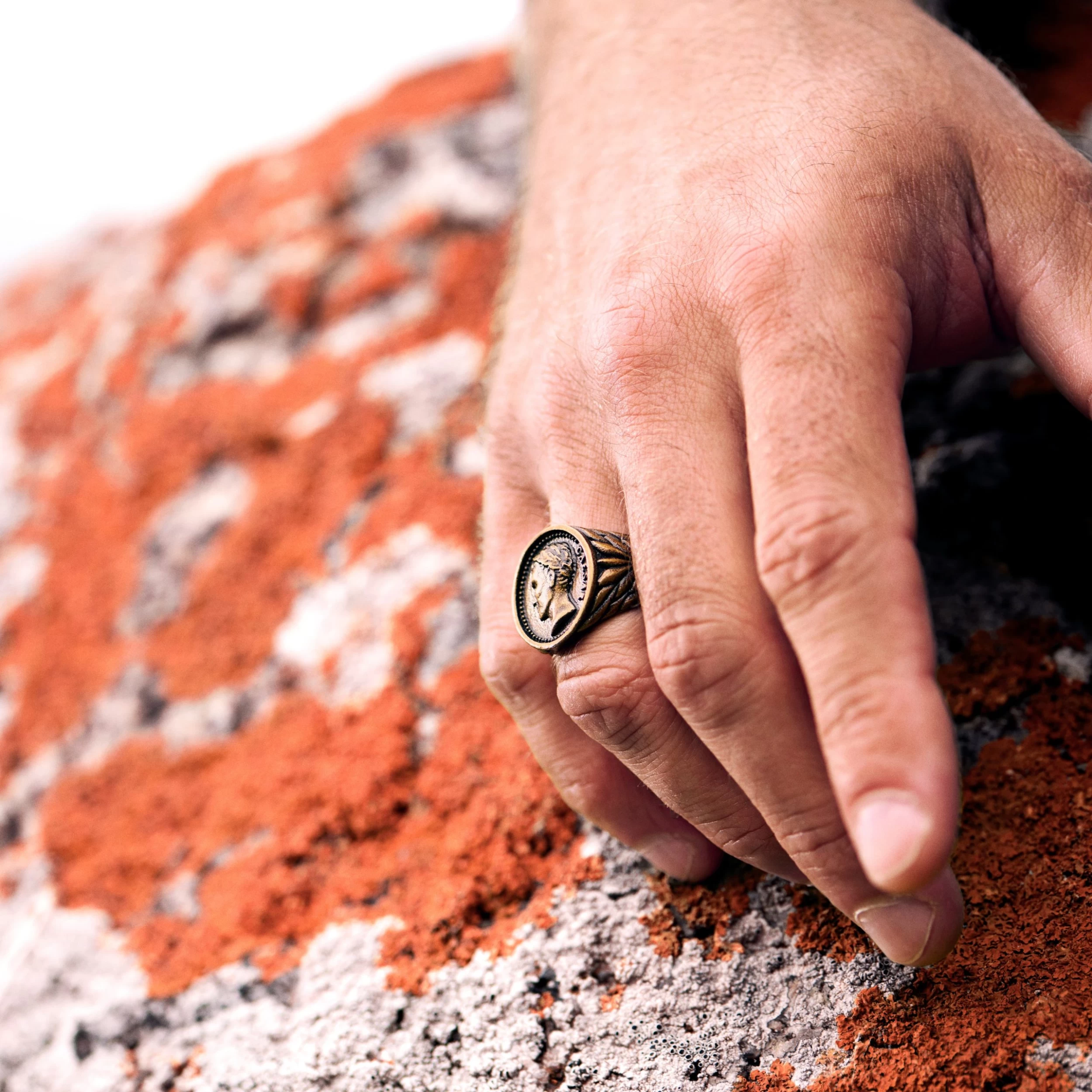 Obelius | Vintage Gold-tone Caesar Coin Signet Ring - Image 2