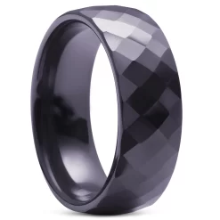 8 Mm Charcoal Faceted Ceramic Ring