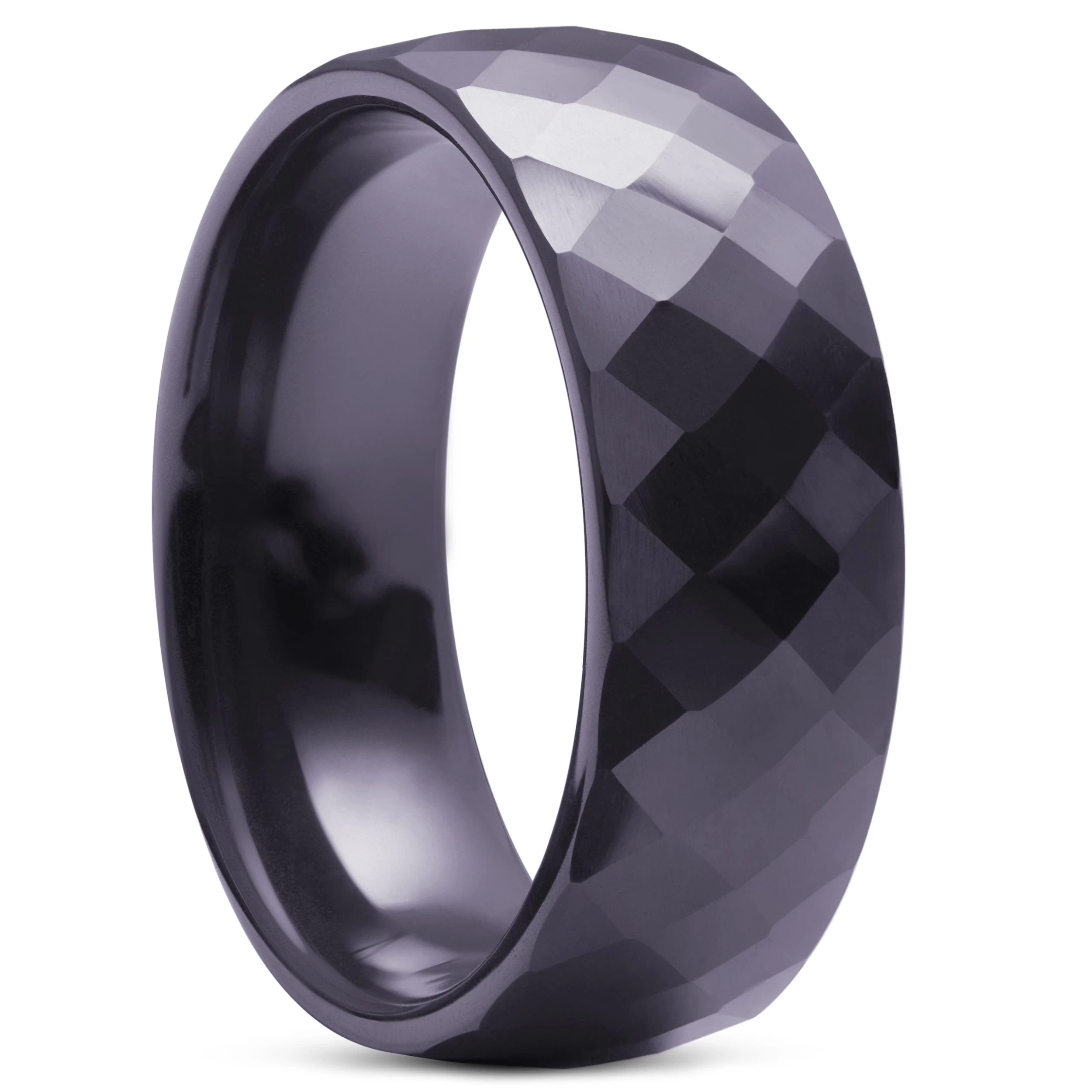 8 Mm Charcoal Faceted Ceramic Ring