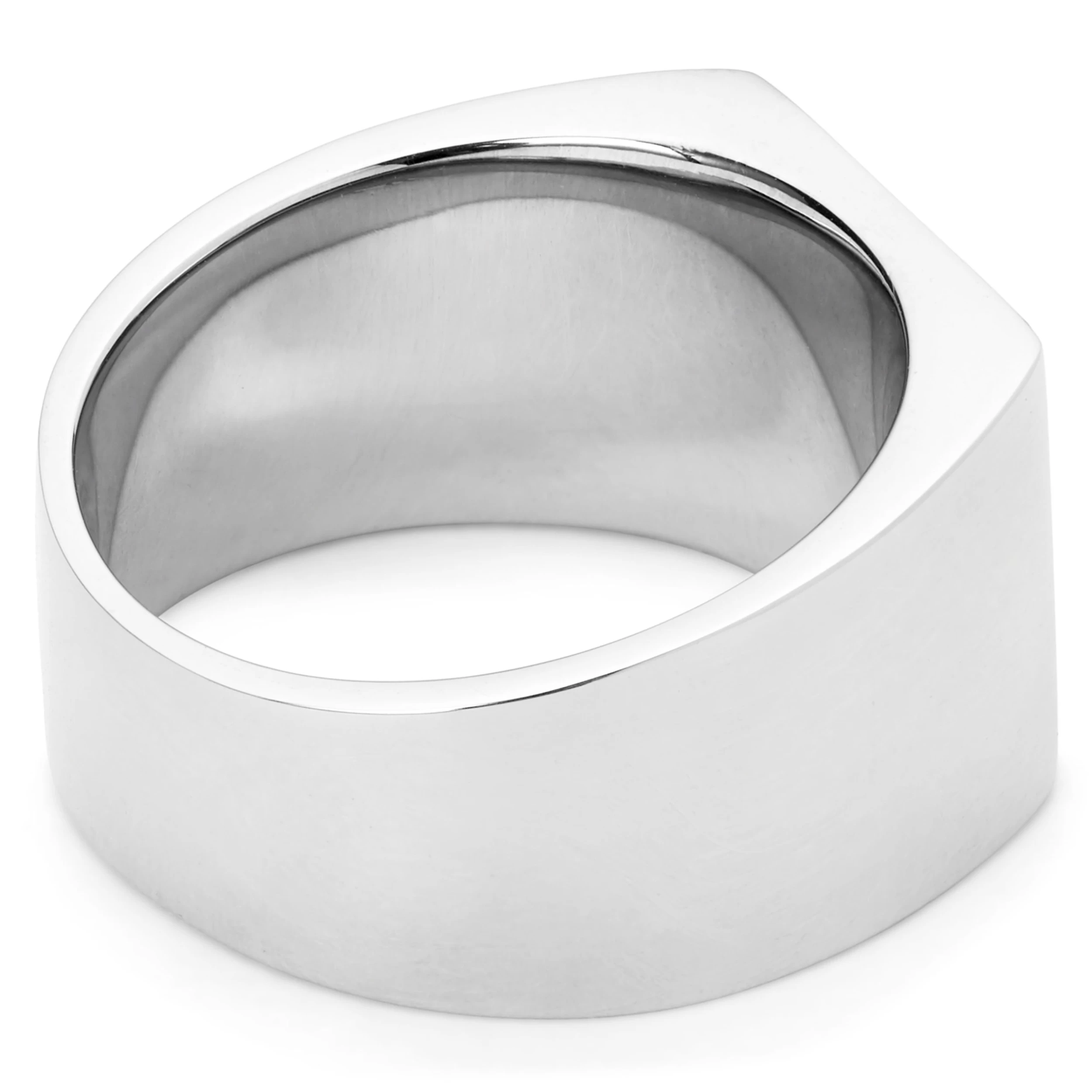 Tarpa | Silver-Tone Stainless Steel With Square Black Onyx Signet Ring - Image 5