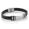 Black Glossy Rubber & Stainless Steel Bracelet