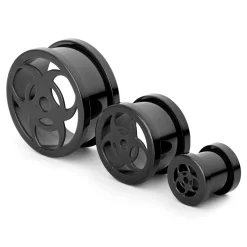 Black Stainless Steel Biohazard Screw-Fit Tunnel Earring