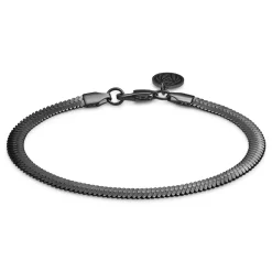 Essentials | 1/5" (5 Mm) Gunmetal Black Herringbone Chain Bracelet