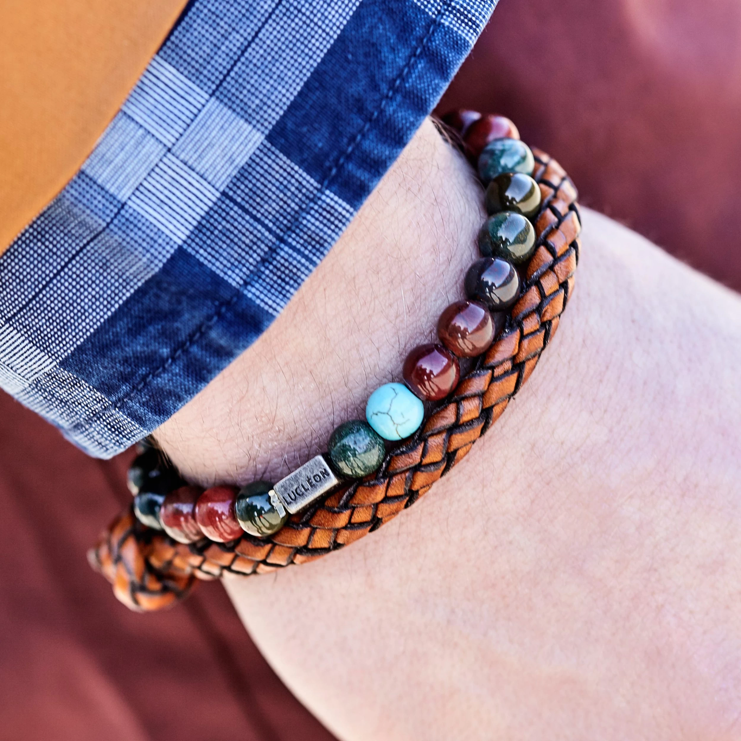 Multicolor Natural Stone Bead Bracelet - Image 3