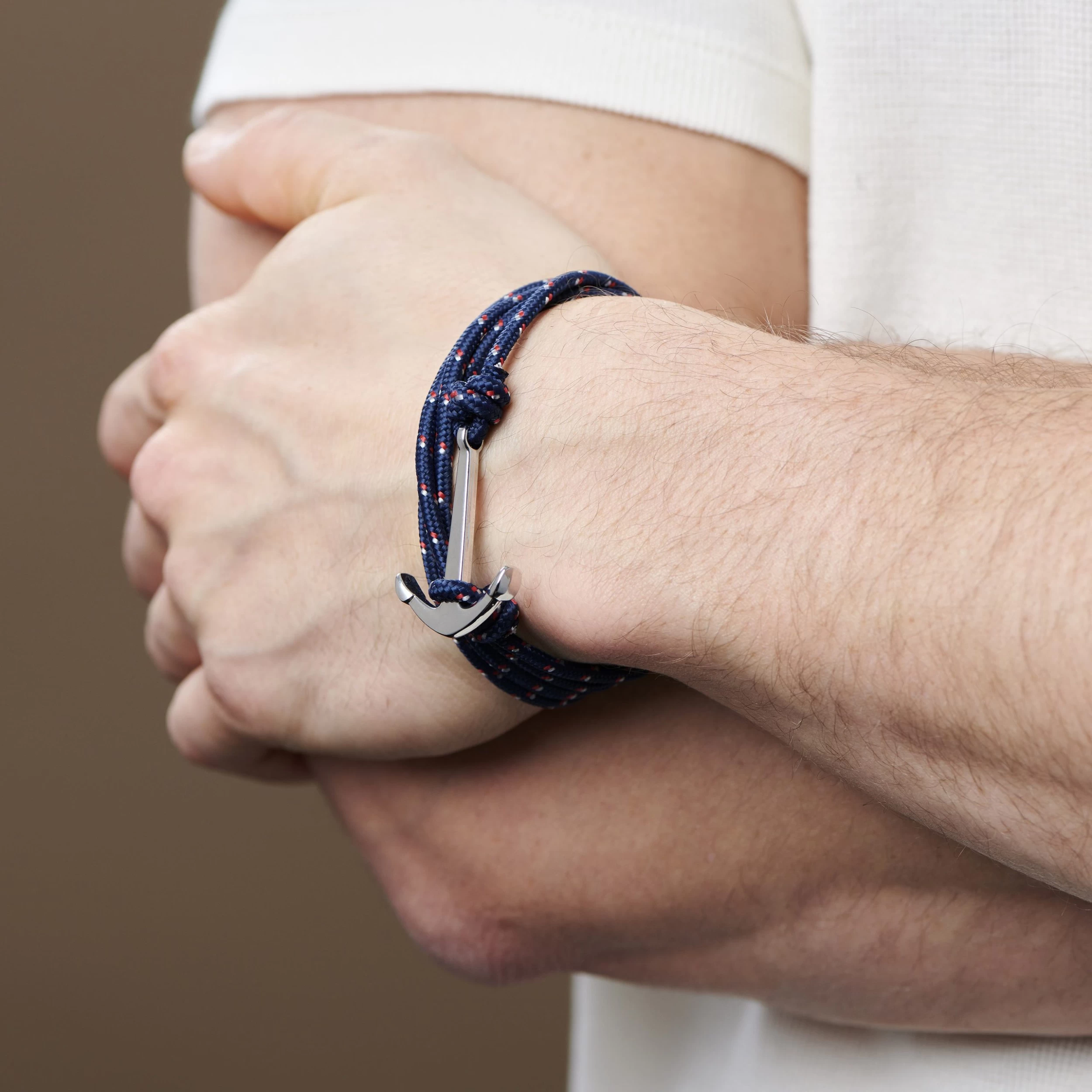 Navy Blue & Silver-Tone Anchor Bracelet - Image 4