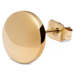 10 Mm Gold-Tone Button Stud Earring