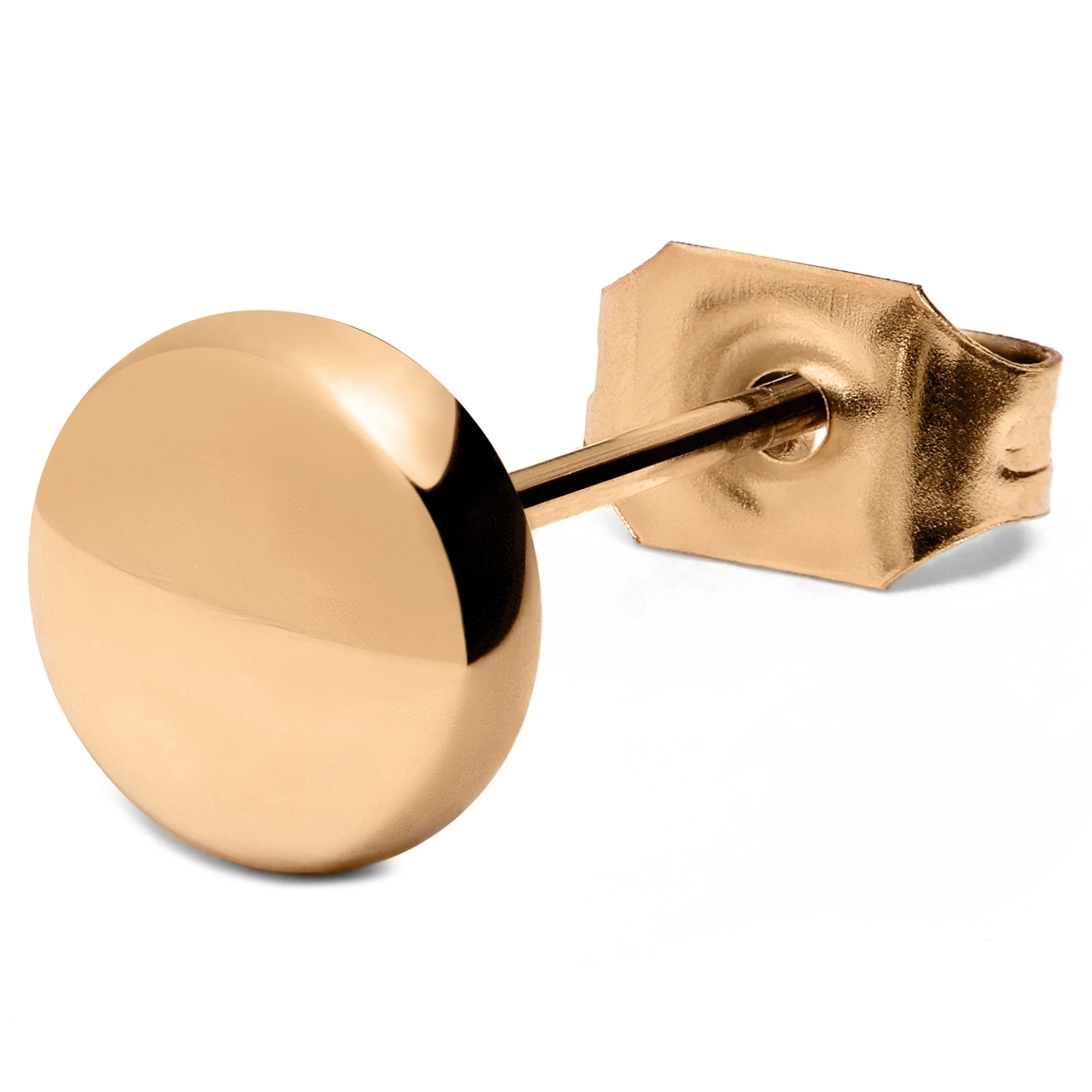 6 Mm Rose Gold-Tone Button Stud Earring