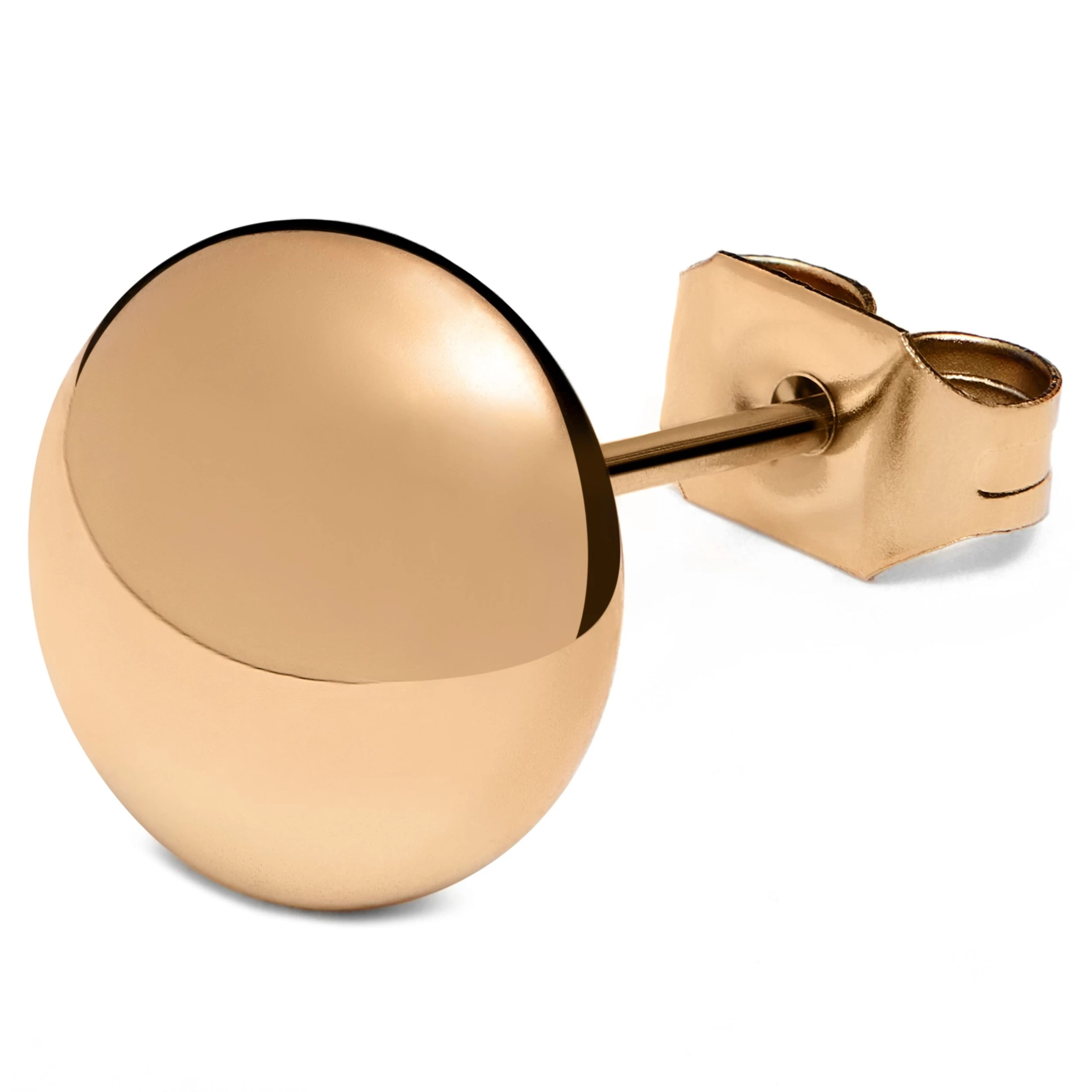 8 Mm Rose Gold-Tone Button Stud Earring