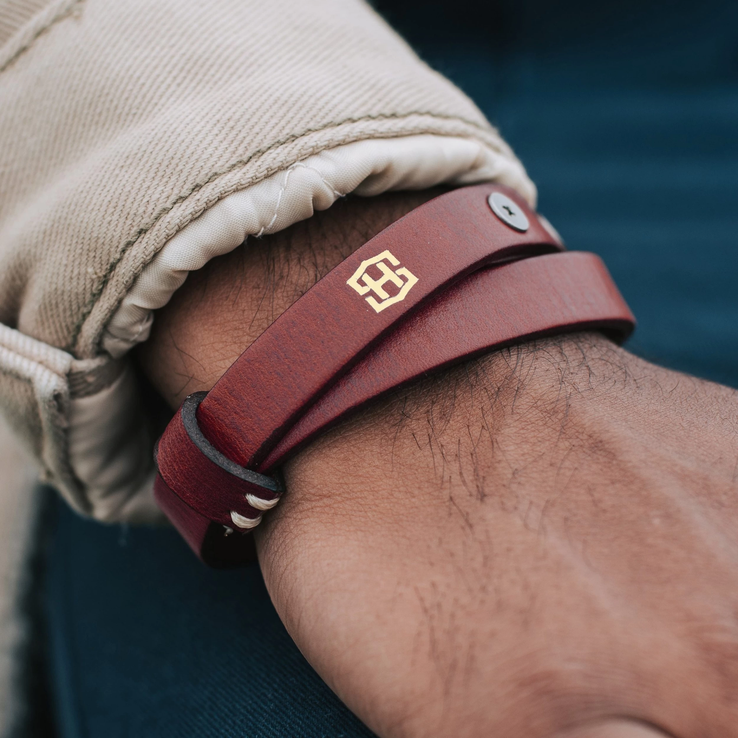 Red Buffalo Leather Wrap Bracelet - Image 5