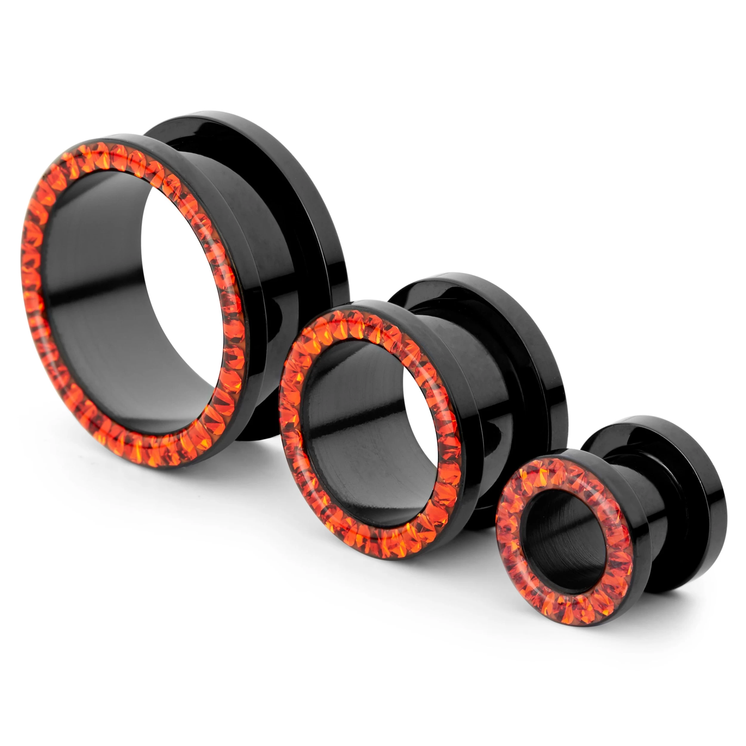 Red Gem Steel Ear Tunnel