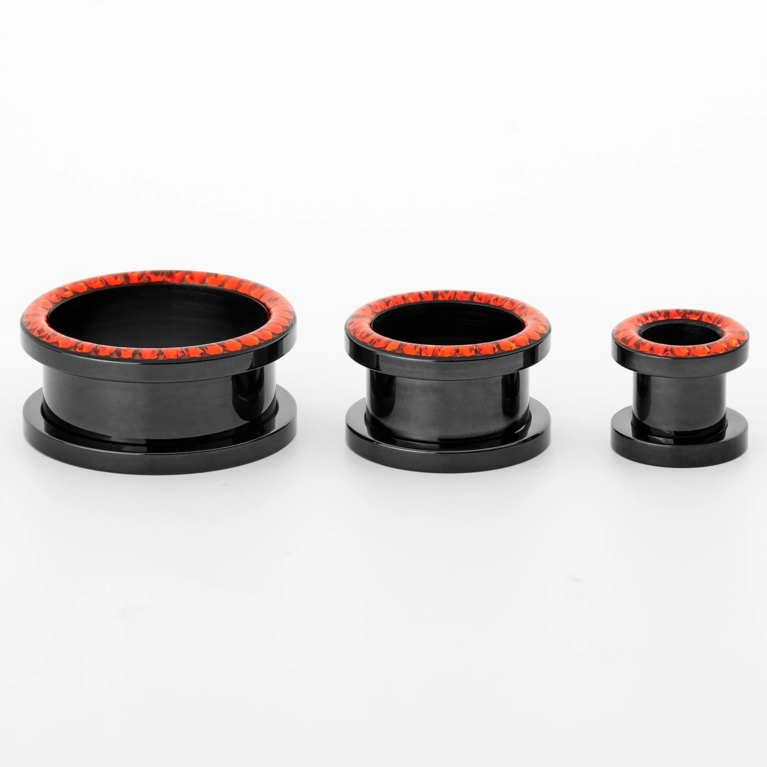 Red Gem Steel Ear Tunnel - Image 2