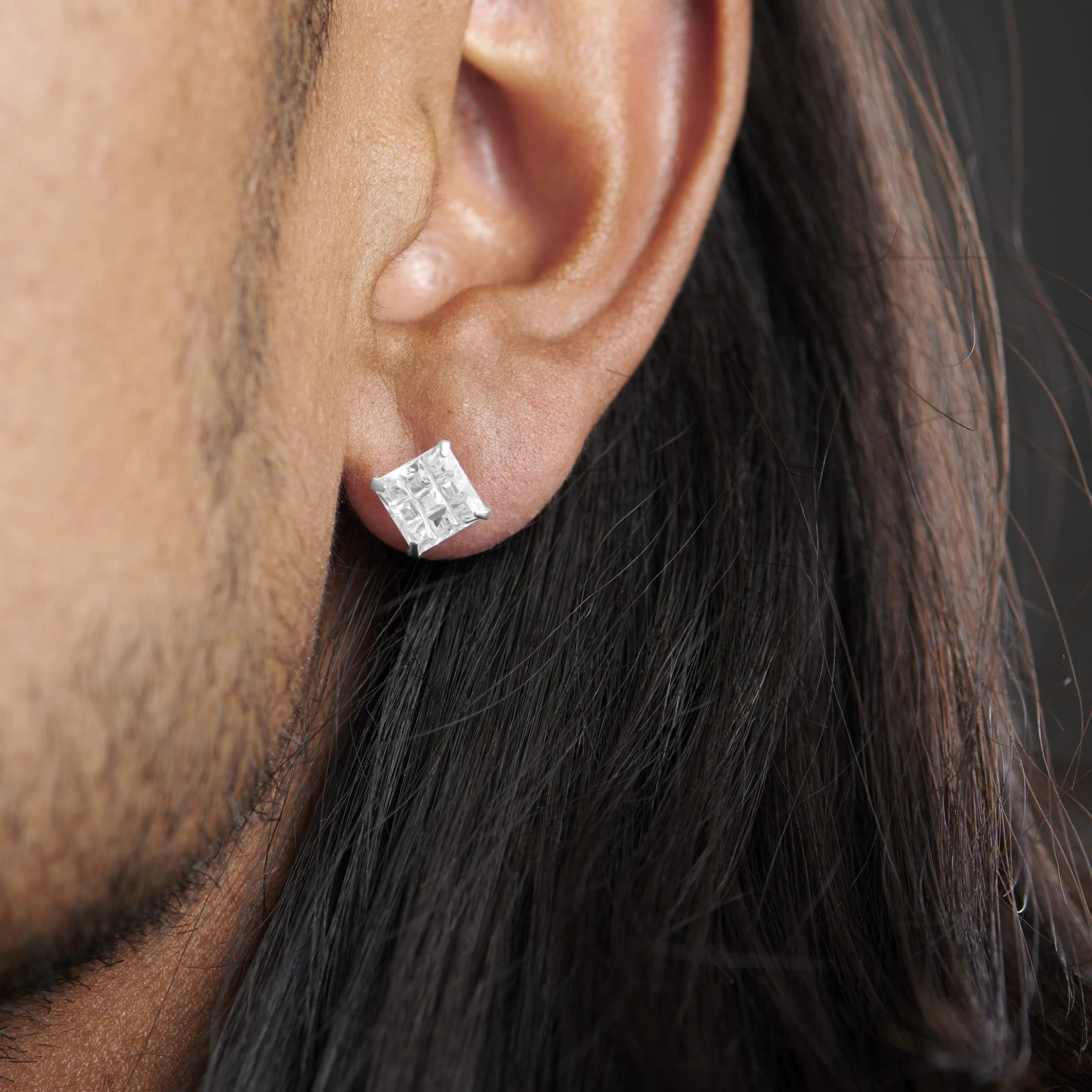 8 Mm Square Zirconia & 925 Sterling Silver Bling Stud Earring - Image 4