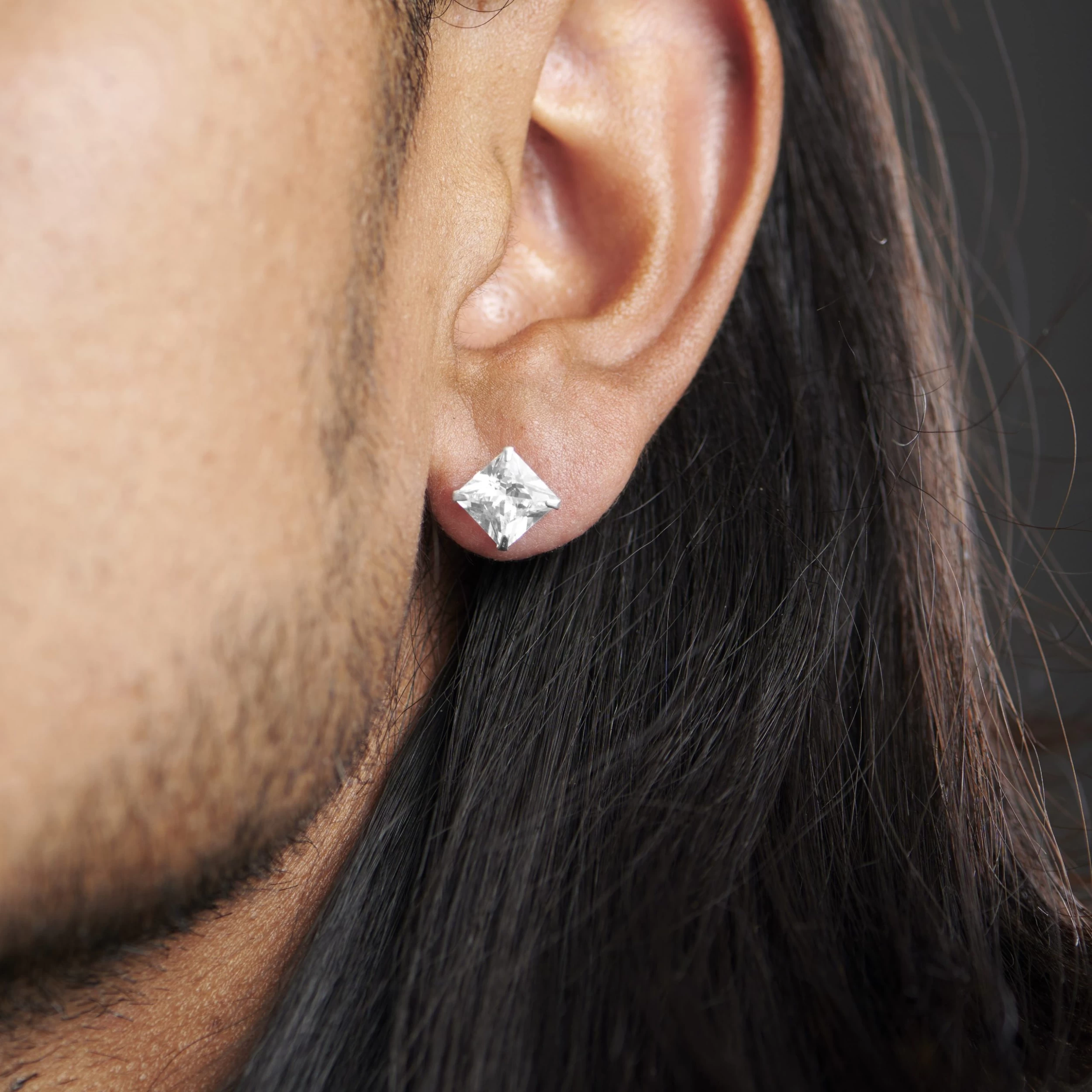 8 Mm Square Zirconia & 925 Sterling Silver Stud Earring - Image 4