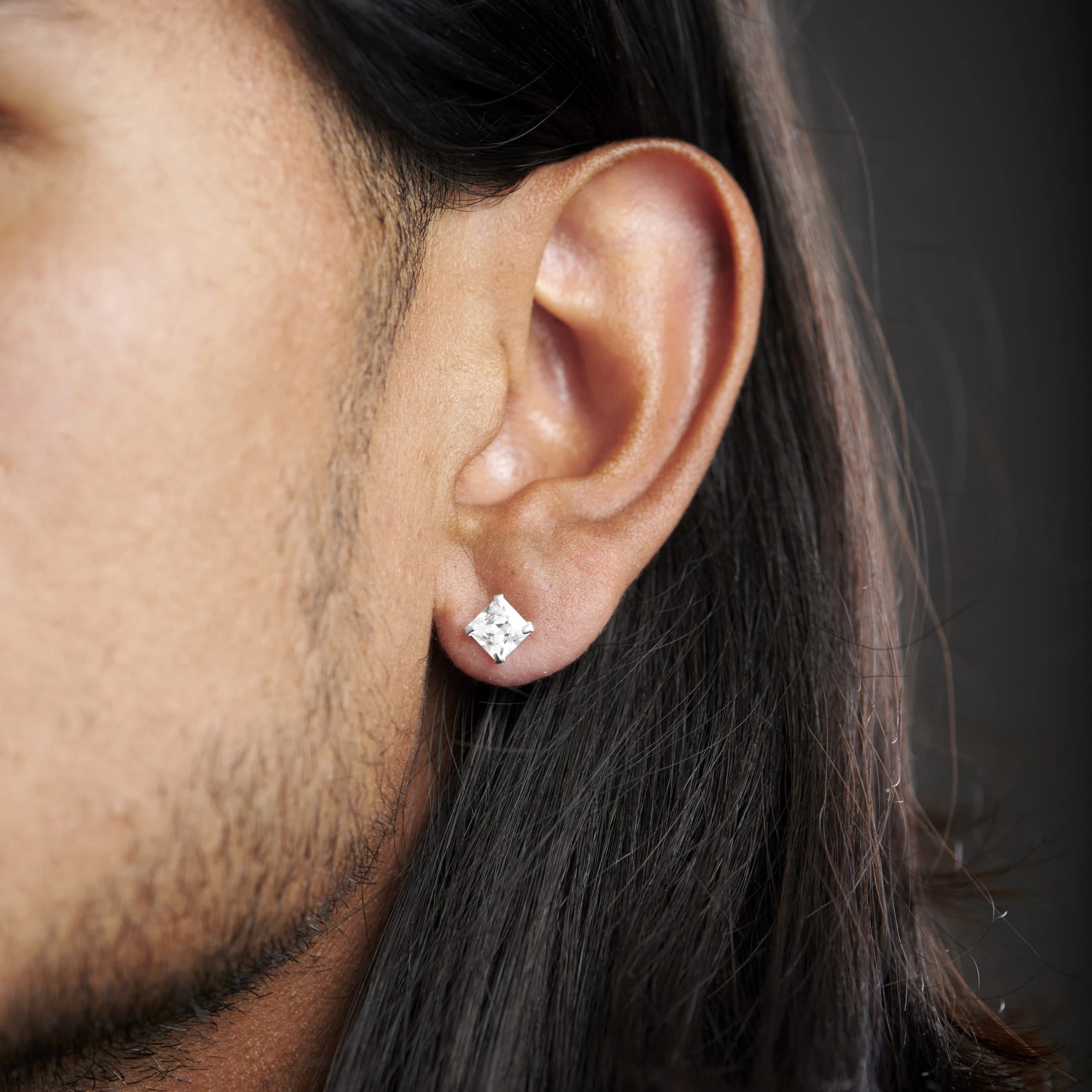 6 Mm Square Zirconia & 925 Sterling Silver Stud Earring - Image 4