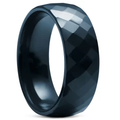 8 Mm Petrol Blue Faceted Ceramic Ring
