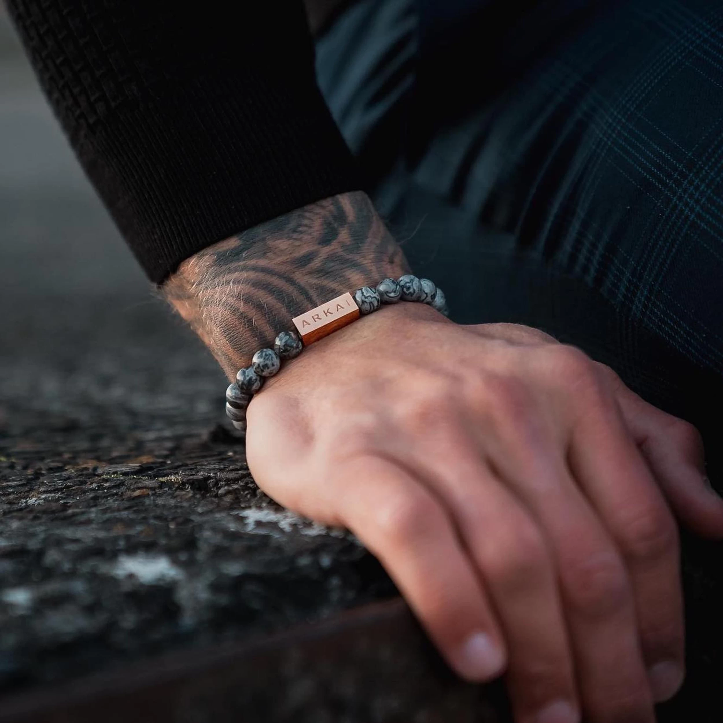 Roas | Grey Jasper & Rose Gold-Tone Bracelet - Image 2