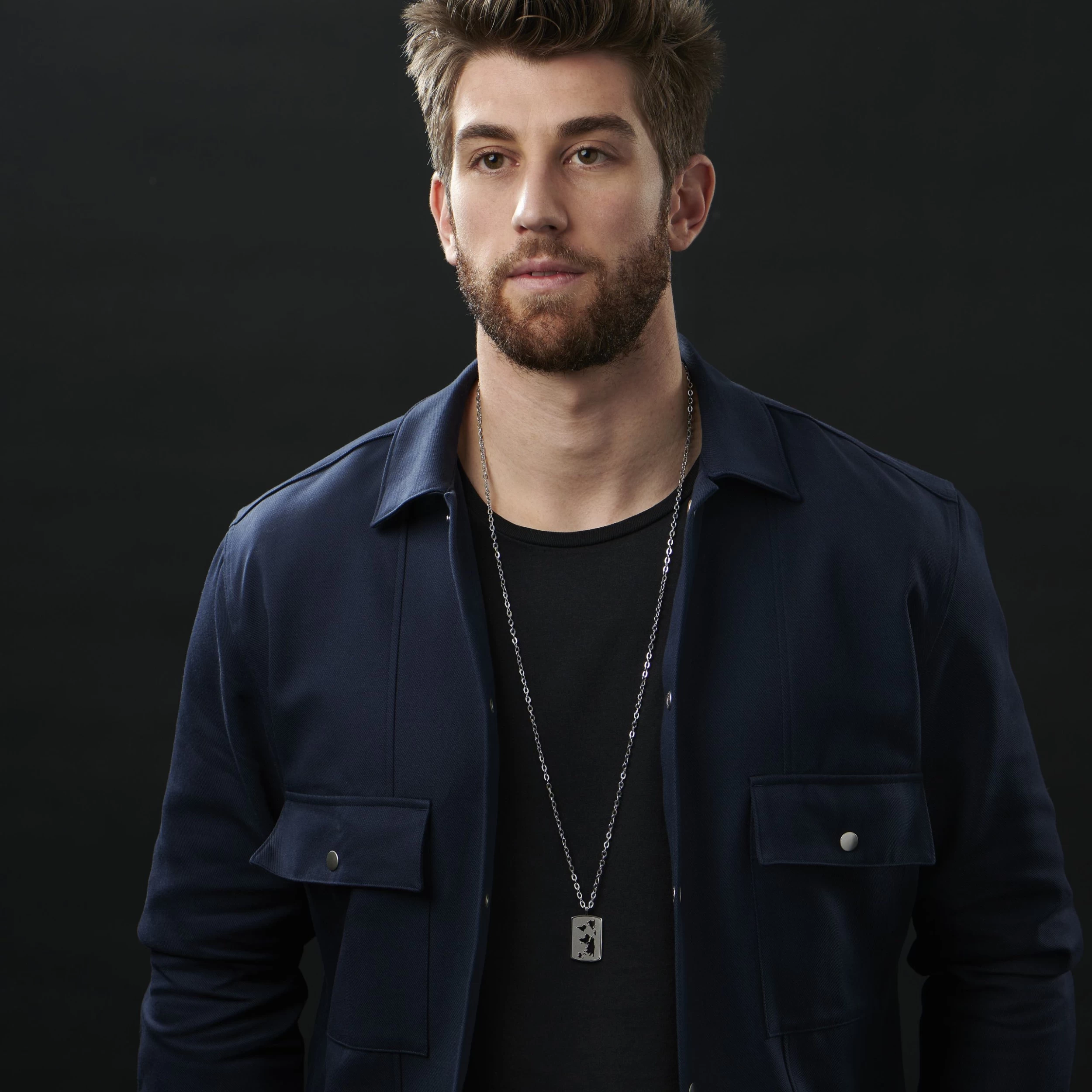 Silver-Tone Stainless Steel World Map Cable Chain Necklace - Image 5