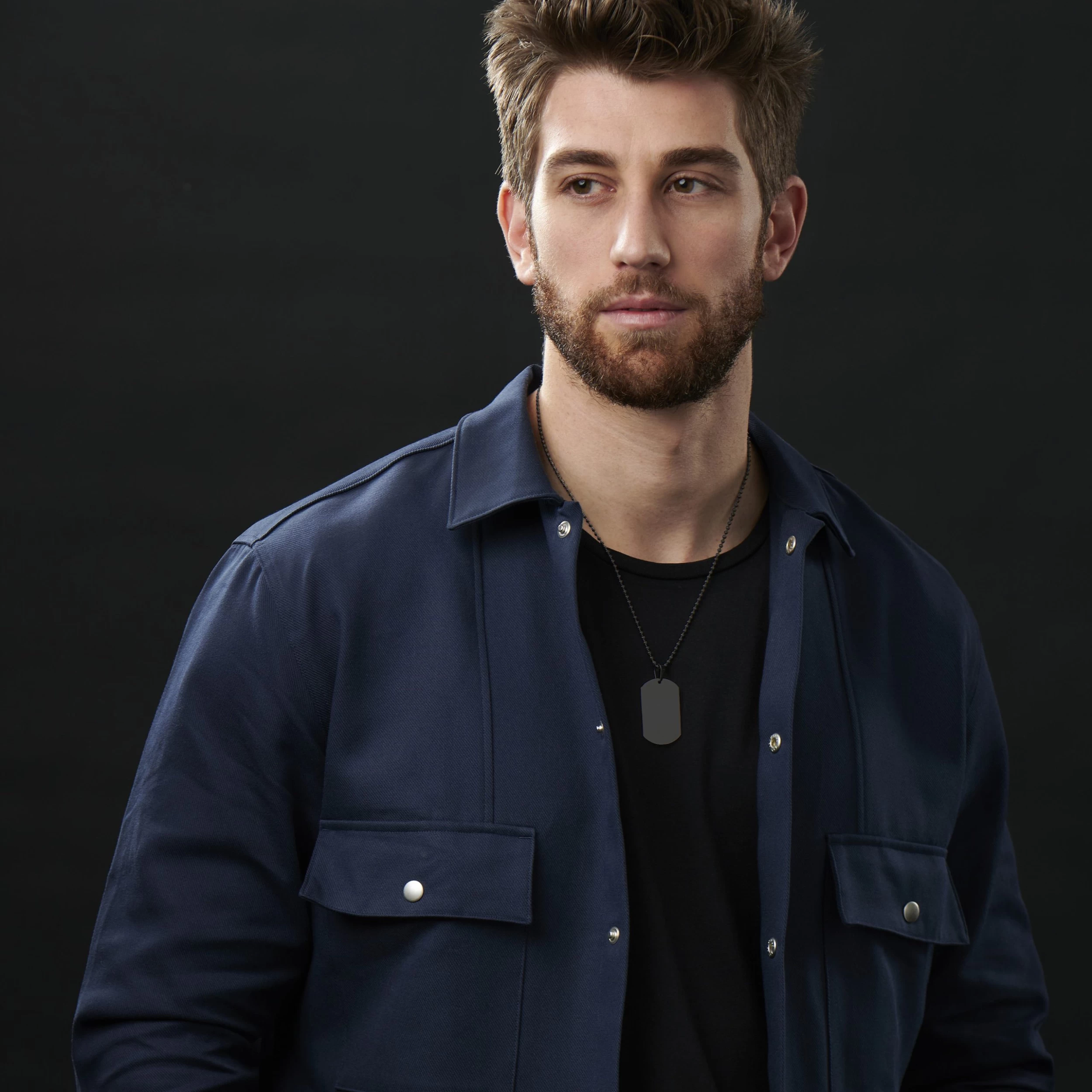 Black Stainless Steel Dog Tag Ball Chain Necklace - Image 4