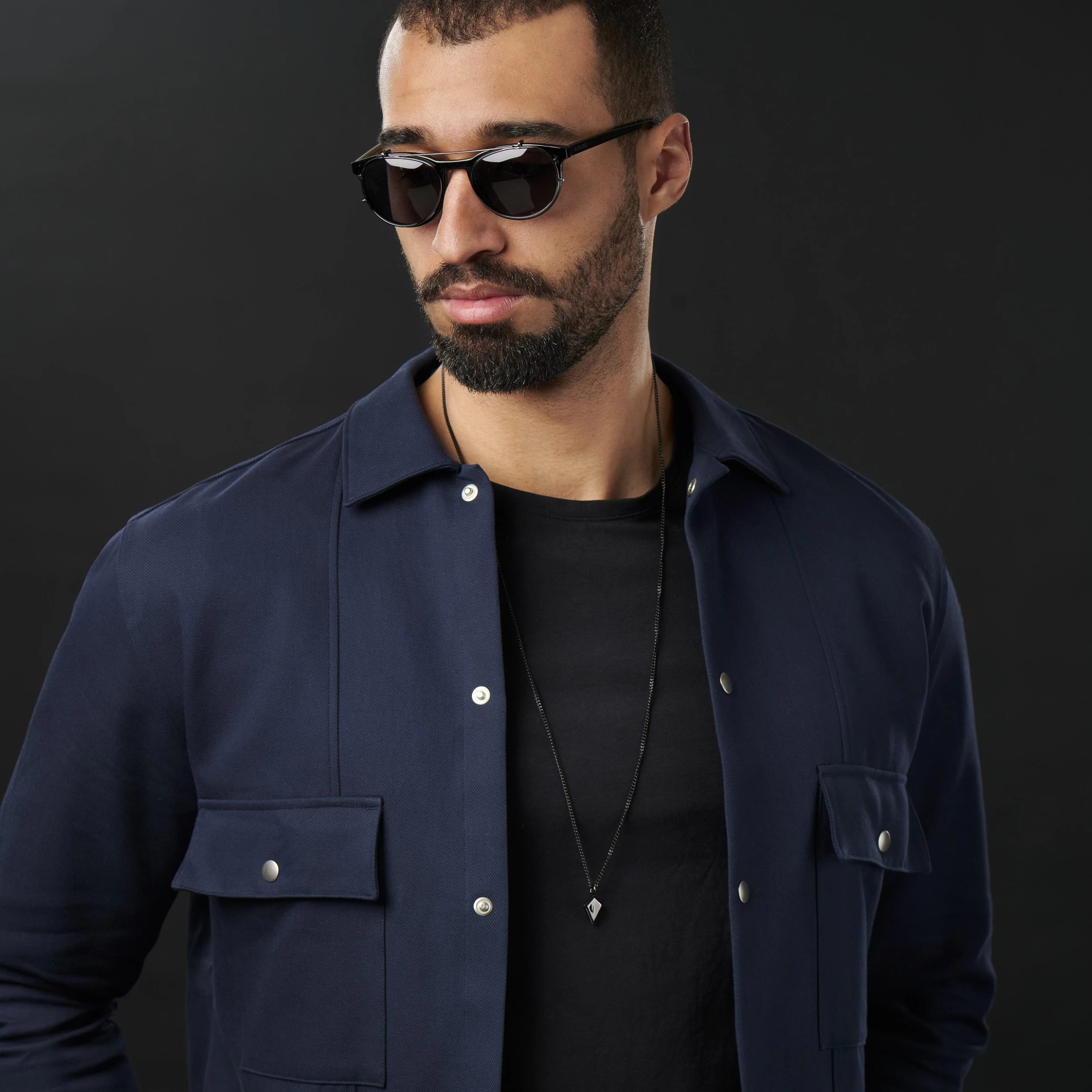 Iconic | Black Stainless Steel Triangle Curb Chain Necklace - Image 4