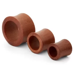 Brown Sawo Wood Double Flared Tunnel Earring