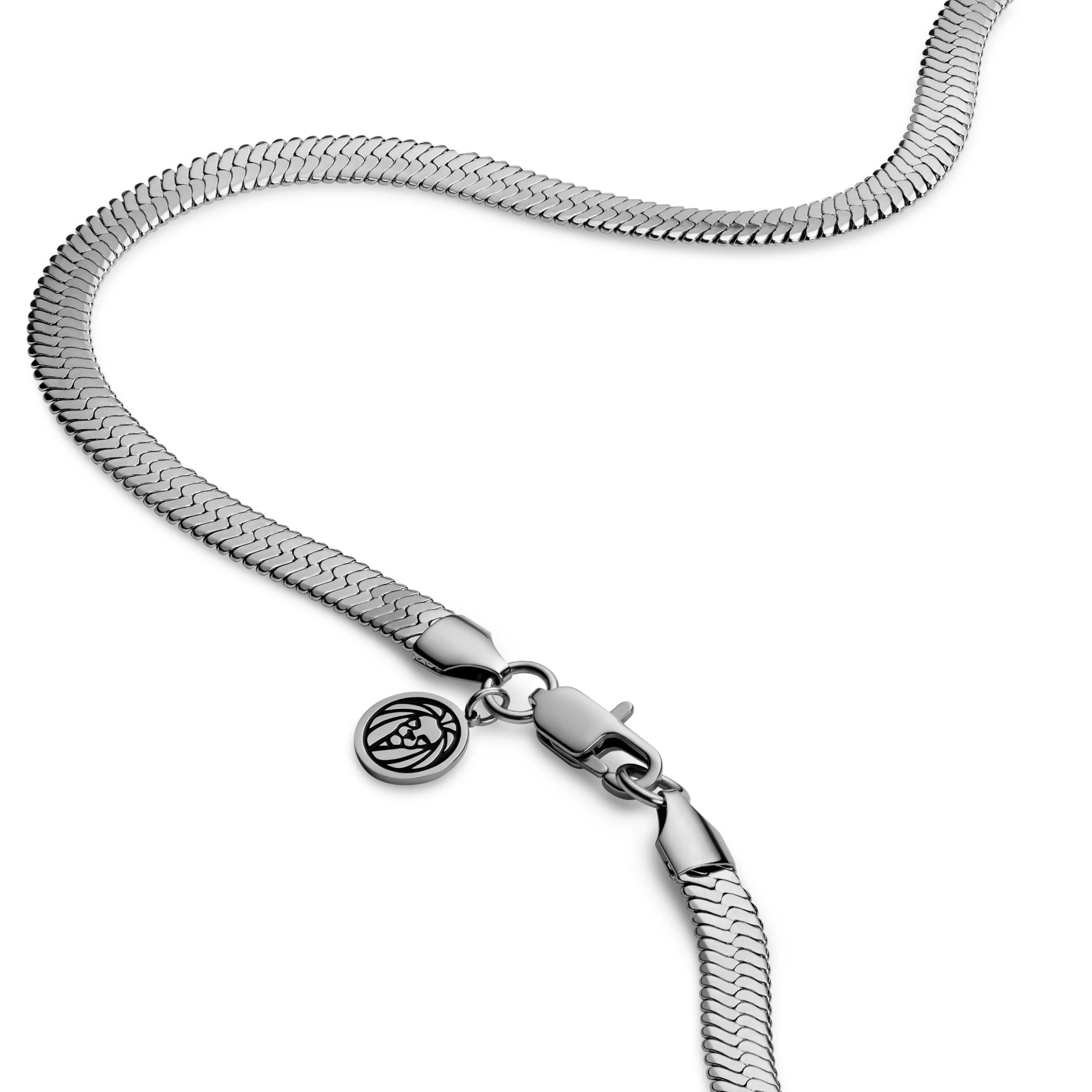 Essentials | 1/4" (6 Mm) Silver-Tone Herringbone Chain Necklace - Image 3