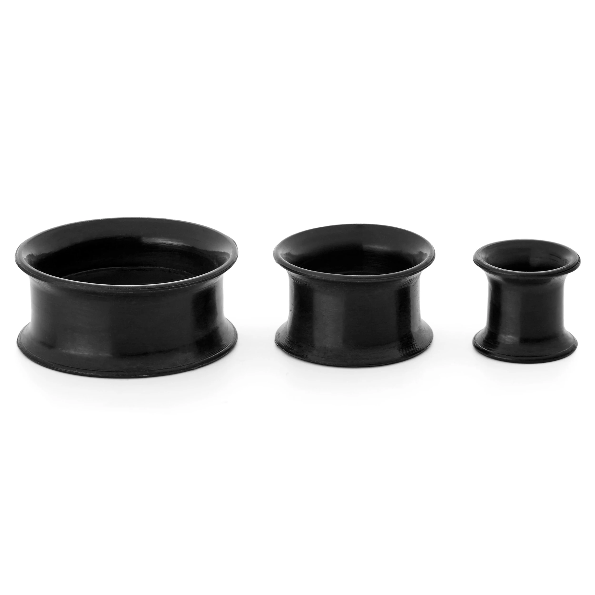 Black Silicone Double Flared Tunnel Earring - Image 2