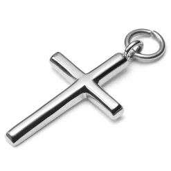 Silver-tone Titanium Cross Charm