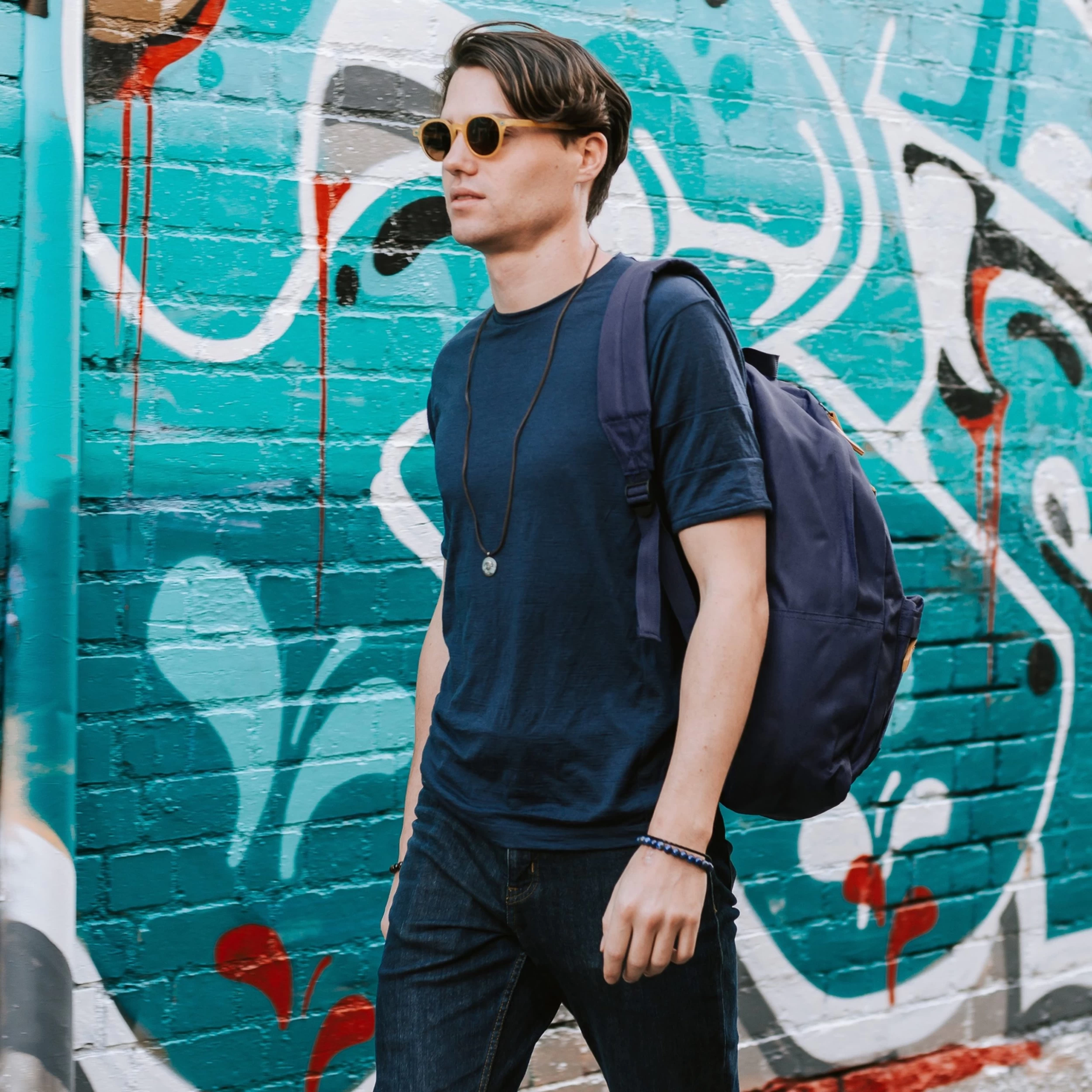 Blue Marble & Braided Leather Band Bracelet Set - Image 4