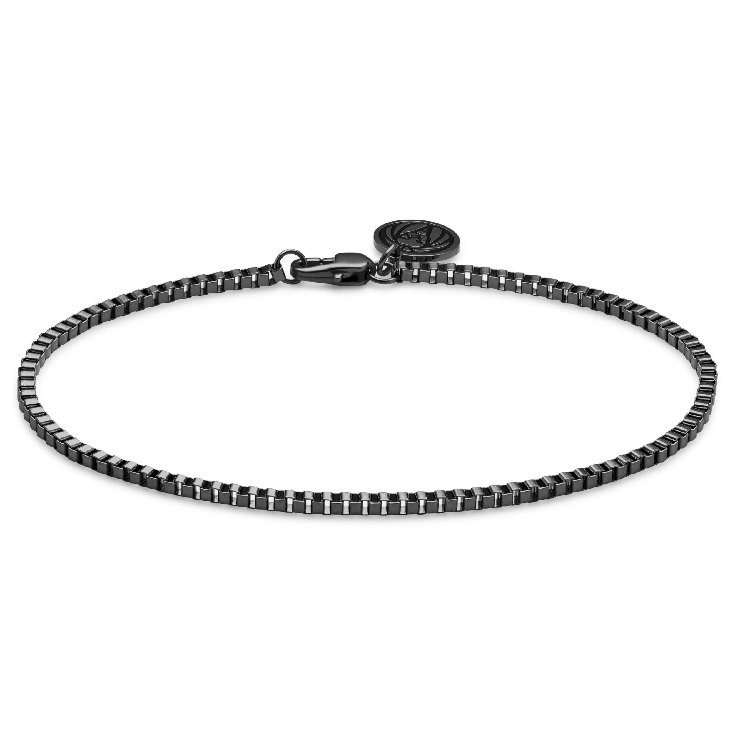 Essentials | 1/16" (2 Mm) Gunmetal Black Square Box Chain Bracelet