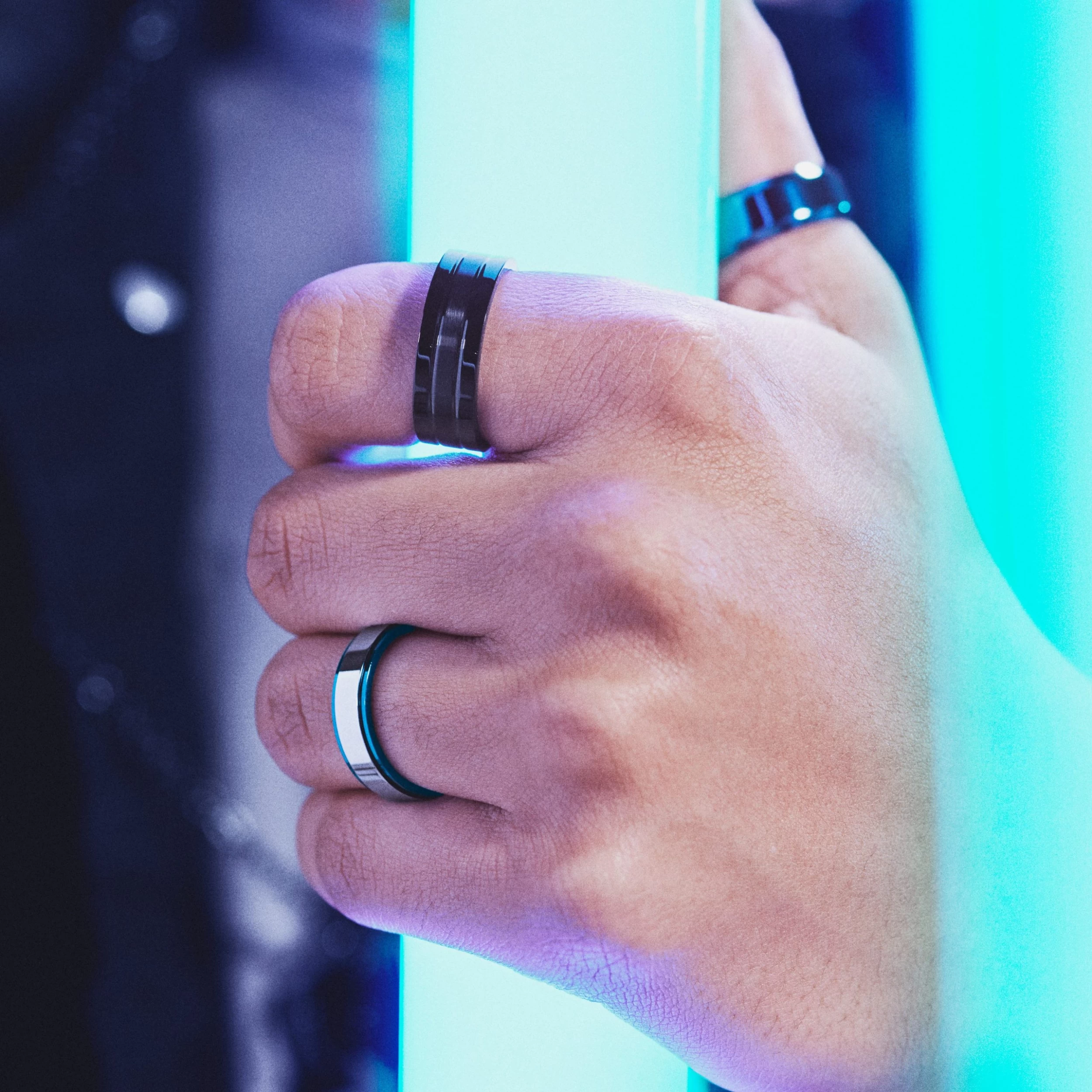 Ferrum | 8 Mm Brushed & Polished Black Stainless Steel Double Grooved Ring - Image 2