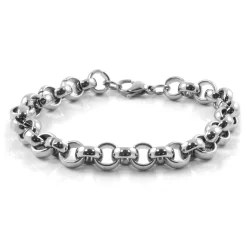 Silver-Tone Stainless Steel Cable Chain Bracelet