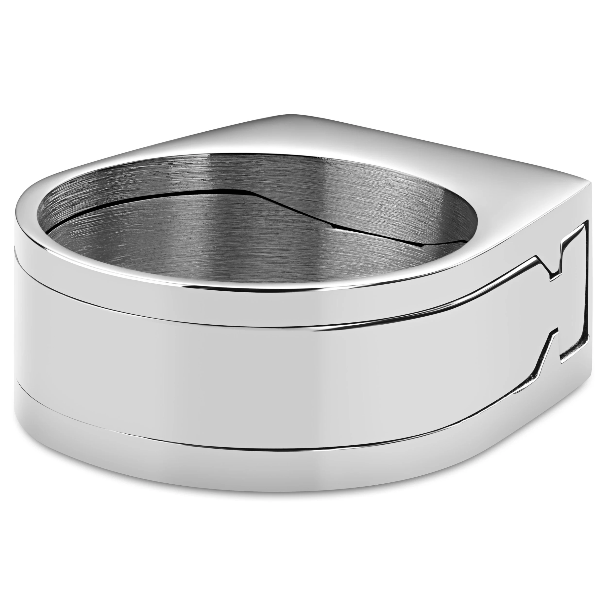 Stainless Steel Secret Compartment Signet Ring - Image 2