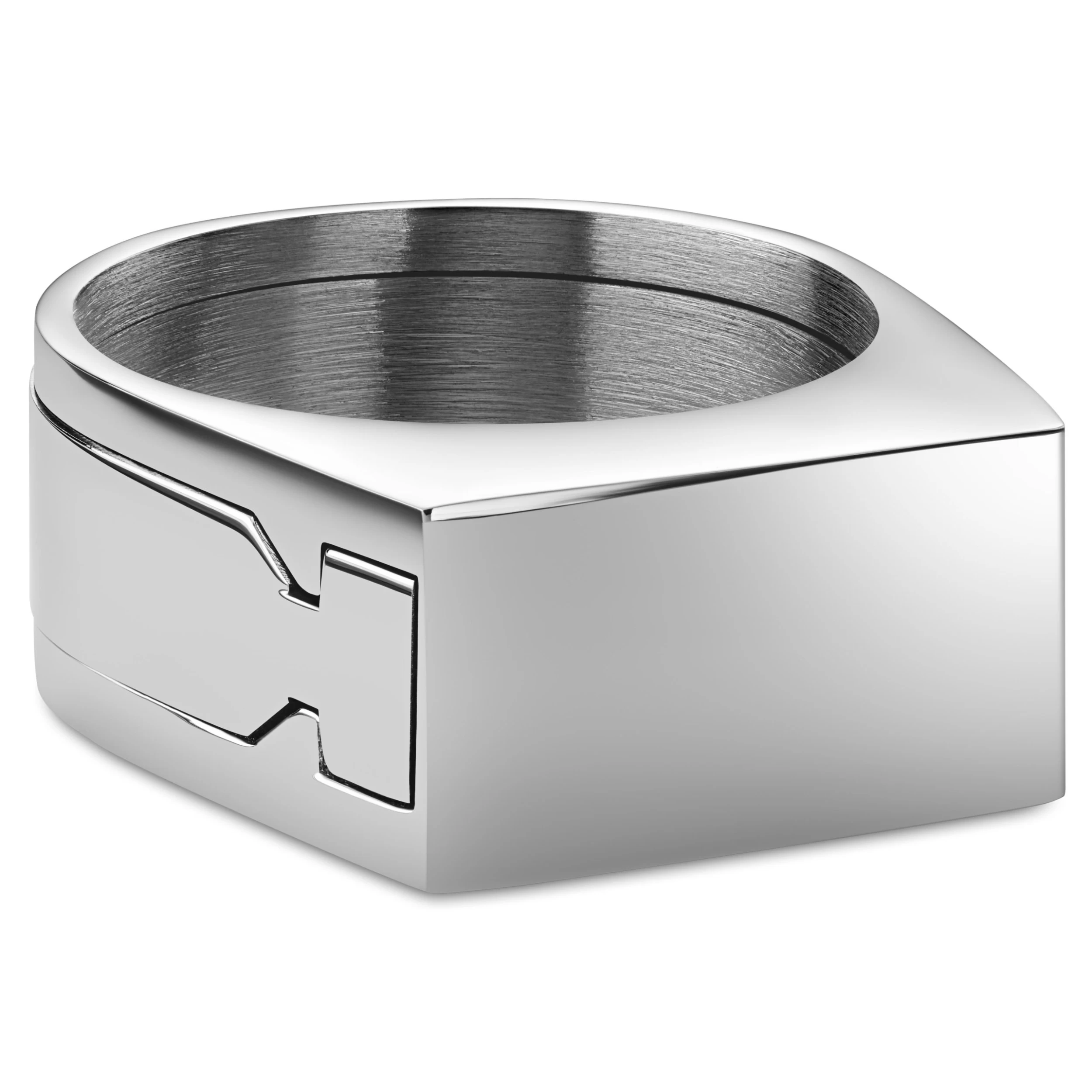 Stainless Steel Secret Compartment Signet Ring - Image 3